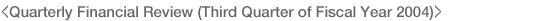 <Quarterly Financial Review (Third Quarter of Fiscal Year 2004)>